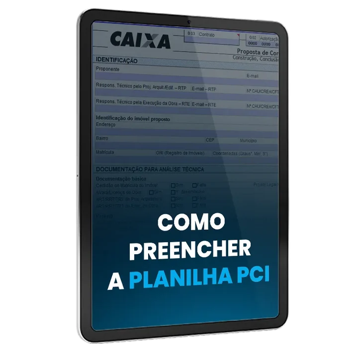 Aula Como Preencher a Planilha PCI, proposta de construção individual da Caixa
